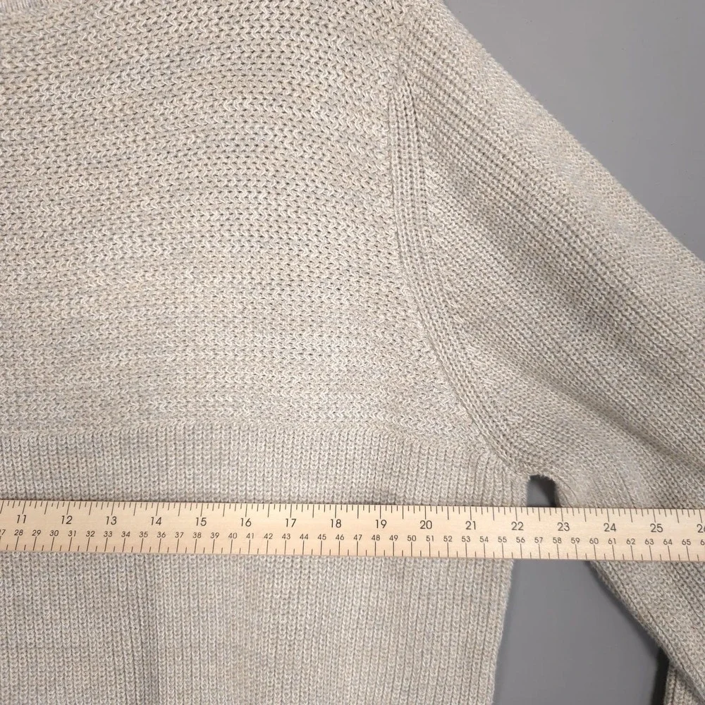 J. Peterman Men's Beige Marled Knit 100% Cotton Sweater LARGE Crewneck Fisherman
